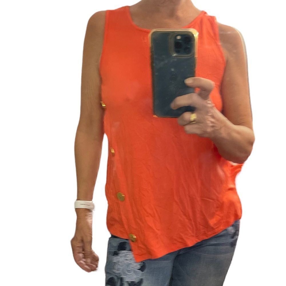 CABLE & GAUGE Gold Buttons Details Sleeveless Top.Size PM
